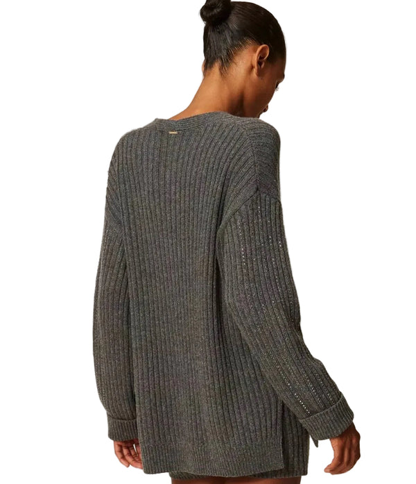 Twinset knitted cardigan grey malange