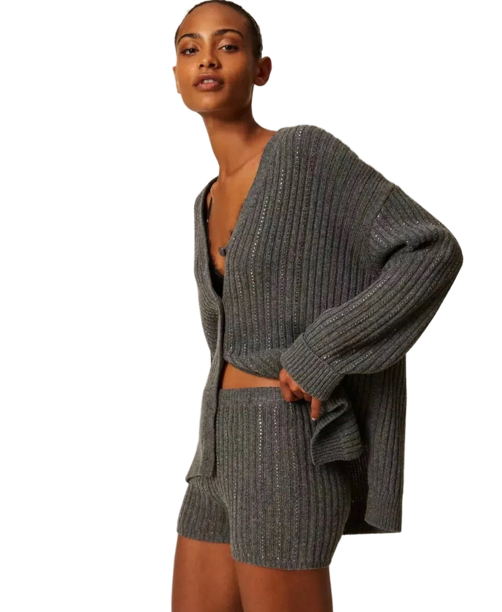 Twinset Knitted Shorts Grey Melange
