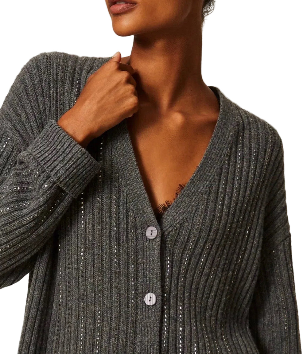 Twinset knitted cardigan grey malange