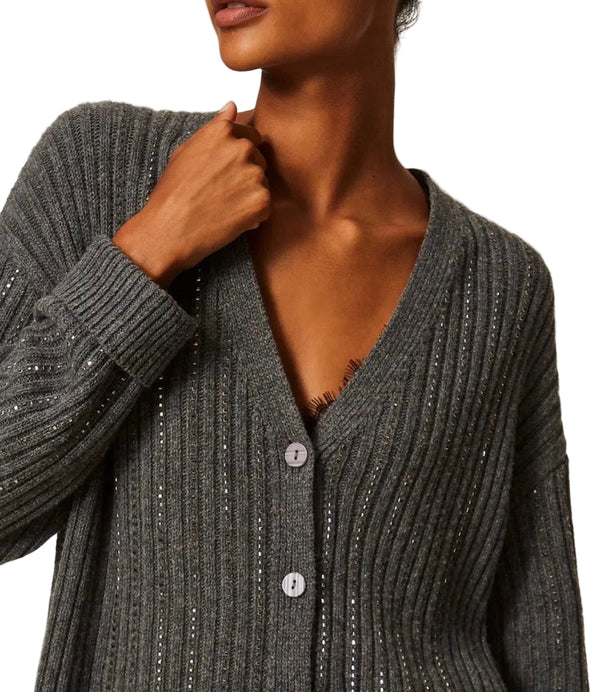 Twinset knitted cardigan grey malange