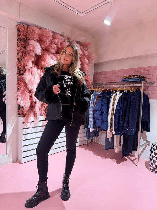 Hearts Parka Zwart