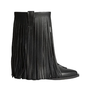 Cowboy Boots Fringe Black - My Store