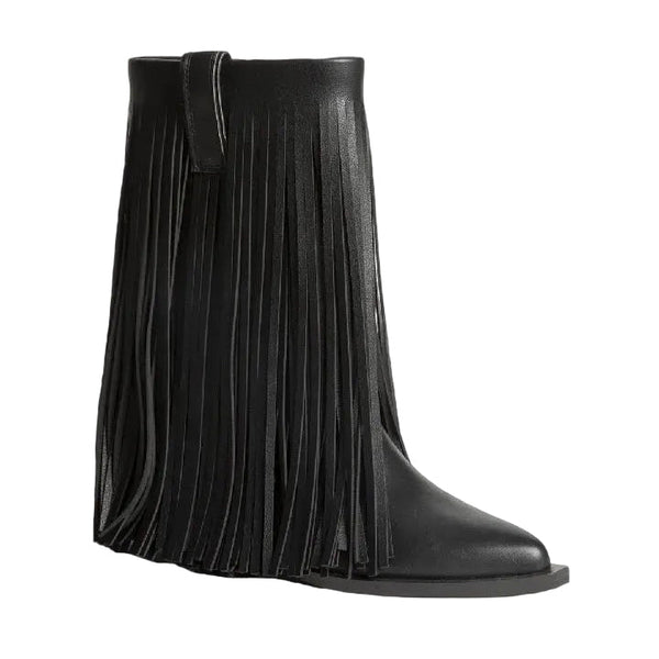 Cowboy Boots Fringe Black - My Store