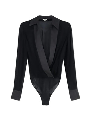 Elisabetta Franchi Body With Satin Revers Nero - HEARTS Zandvoort
