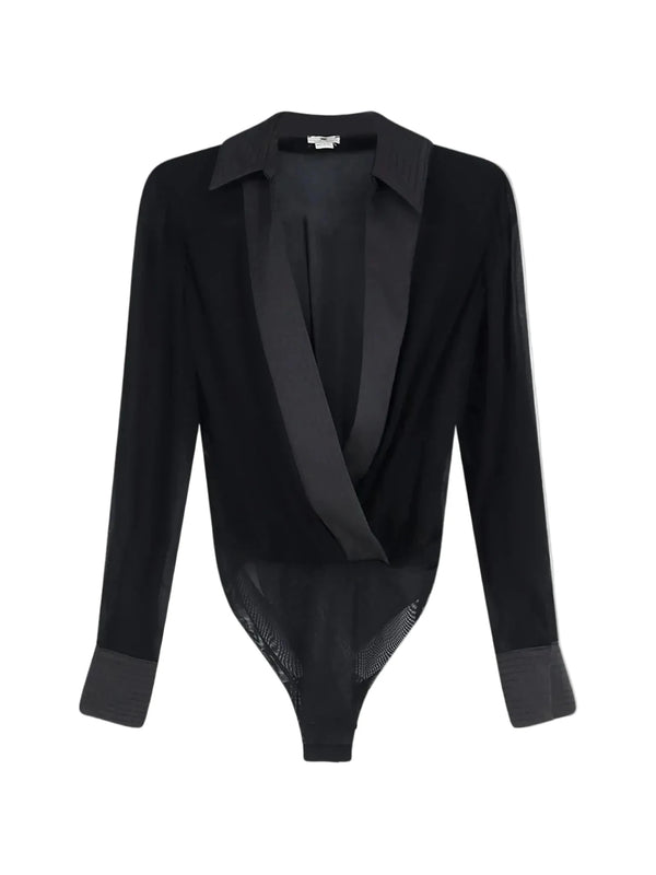 Elisabetta Franchi Body With Satin Revers Nero - HEARTS Zandvoort