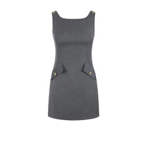 Elisabetta Franchi Cool Wool Dress Heather Grey - HEARTS Zandvoort