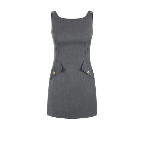 Elisabetta Franchi Cool Wool Dress Heather Grey - HEARTS Zandvoort