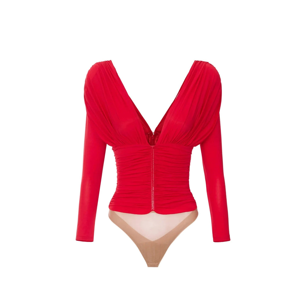 Elisabetta Franchi Crepe Body Red - HEARTS Zandvoort