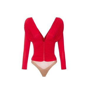 Elisabetta Franchi Crepe Body Red - HEARTS Zandvoort