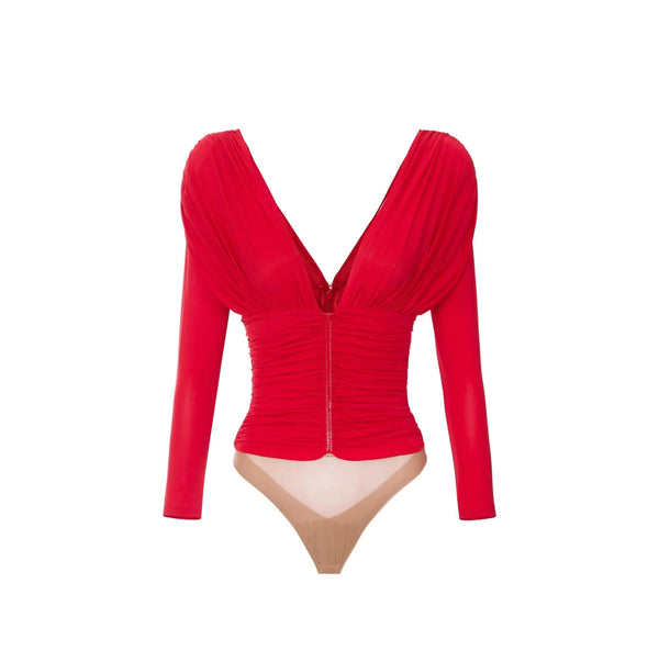 Elisabetta Franchi Crepe Body Red - HEARTS Zandvoort