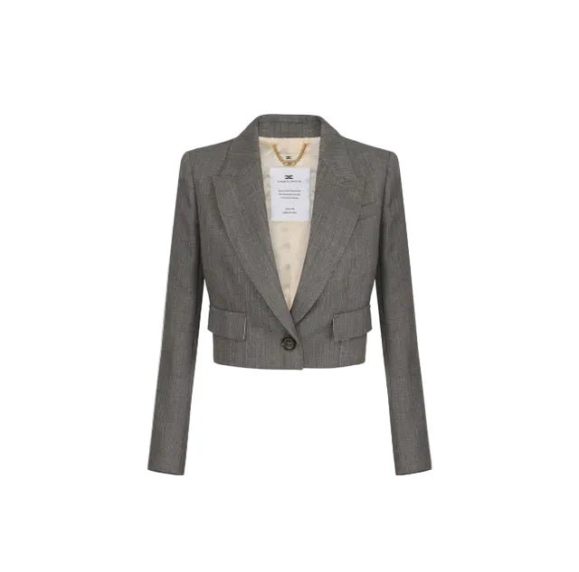 Elisabetta Franchi Cropped Blazer Heather Grey - HEARTS Zandvoort
