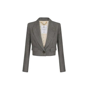 Elisabetta Franchi Cropped Blazer Heather Grey - HEARTS Zandvoort