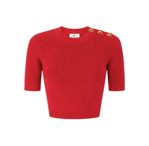 Elisabetta Franchi Cropped Knitted Sweater Red Passion - HEARTS Zandvoort