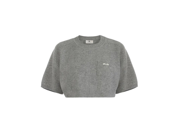 Elisabetta Franchi Cropped Knitted Top Grey - HEARTS Zandvoort