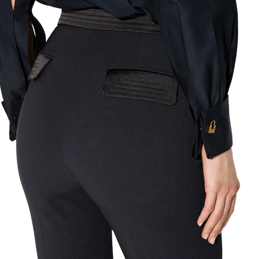 Elisabetta Franchi Flared broek stretchcrêpe en satijn - HEARTS Zandvoort