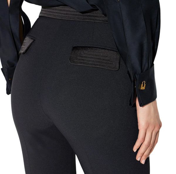 Elisabetta Franchi Flared broek stretchcrêpe en satijn - HEARTS Zandvoort