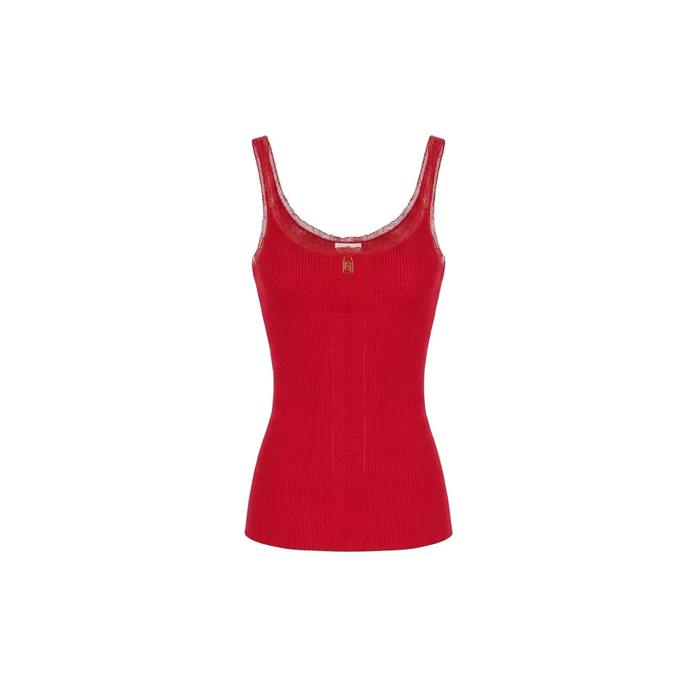 Elisabetta Franchi gebreide top met mesh – rood - HEARTS Zandvoort