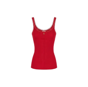 Elisabetta Franchi gebreide top met mesh – rood - HEARTS Zandvoort