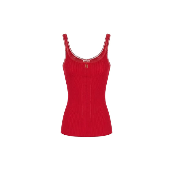Elisabetta Franchi gebreide top met mesh – rood - HEARTS Zandvoort