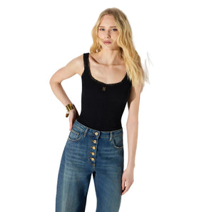 Elisabetta Franchi gebreide top met mesh – zwart - HEARTS Zandvoort