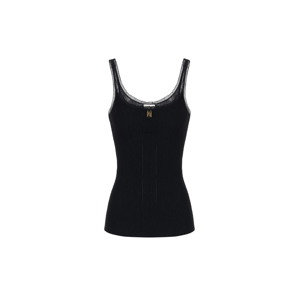 Elisabetta Franchi gebreide top met mesh – zwart - HEARTS Zandvoort