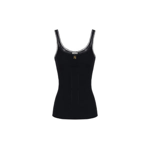 Elisabetta Franchi gebreide top met mesh – zwart - HEARTS Zandvoort