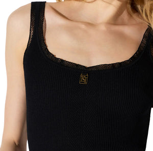 Elisabetta Franchi gebreide top met mesh – zwart - HEARTS Zandvoort