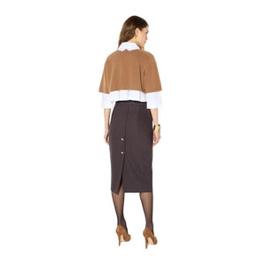 Elisabetta Franchi Knitted Cropped Sweater Daino - HEARTS Zandvoort