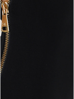 Elisabetta Franchi Knitted Dress With Zip Nero - HEARTS Zandvoort