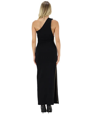 Elisabetta Franchi Knitted Dress With Zip Nero - HEARTS Zandvoort