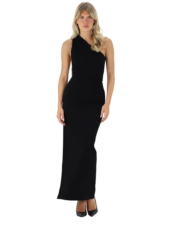 Elisabetta Franchi Knitted Dress With Zip Nero - HEARTS Zandvoort