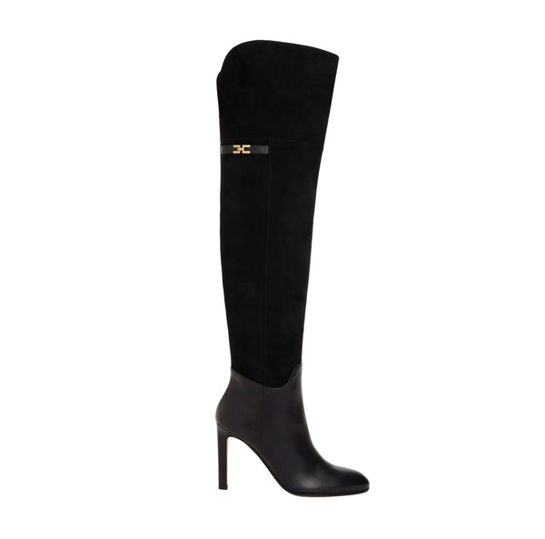 Elisabetta Franchi Leather Boots Nero - HEARTS Zandvoort