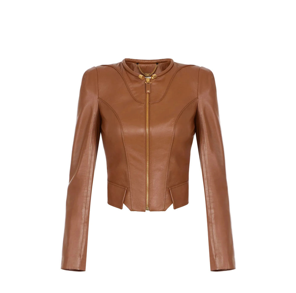 Elisabetta Franchi Leather Jacket Sigaro - HEARTS Zandvoort