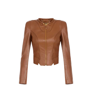 Elisabetta Franchi Leather Jacket Sigaro - HEARTS Zandvoort