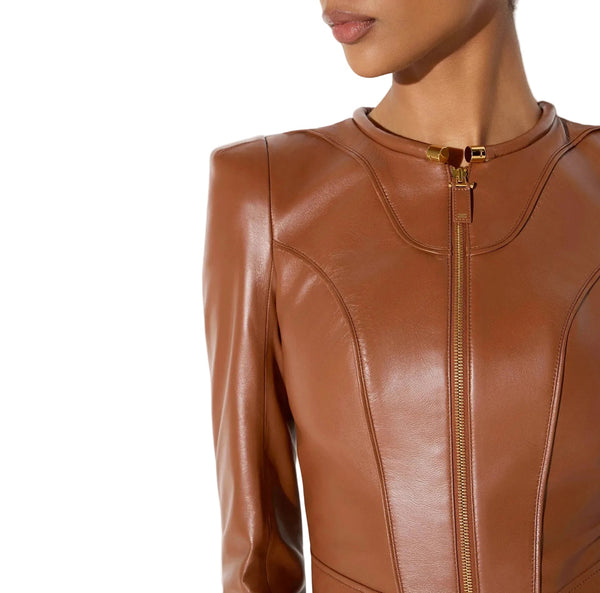 Elisabetta Franchi Leather Jacket Sigaro - HEARTS Zandvoort