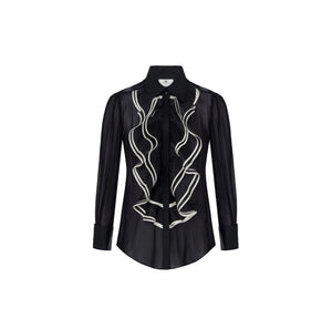 Elisabetta Franchi Ruffle Blouse Nero - HEARTS Zandvoort