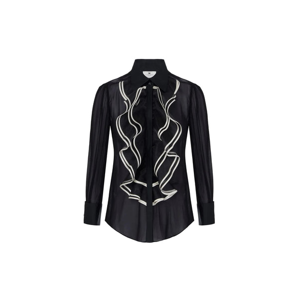 Elisabetta Franchi Ruffle Blouse Nero - HEARTS Zandvoort