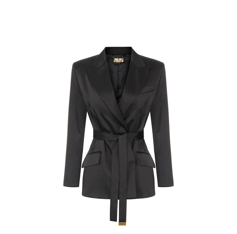 Elisabetta Franchi Satin Blazer Nero - HEARTS Zandvoort