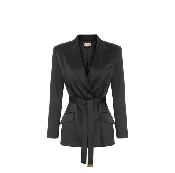 Elisabetta Franchi Satin Blazer Nero - HEARTS Zandvoort