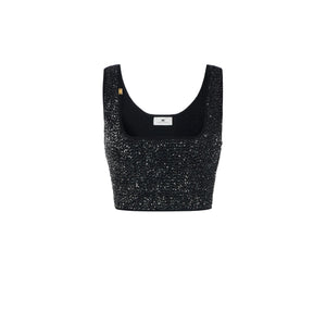 Elisabetta Franchi Top Nero Silver - HEARTS Zandvoort