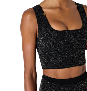 Elisabetta Franchi Top Nero Silver - HEARTS Zandvoort
