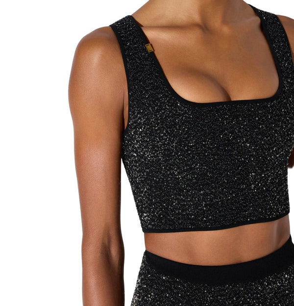 Elisabetta Franchi Top Nero Silver - HEARTS Zandvoort