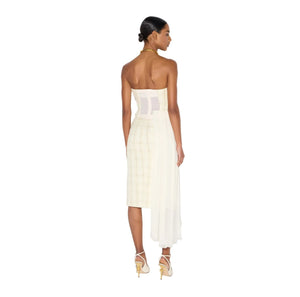 Elisabetta Franchi Tweed top met sjerp Ivoor - HEARTS Zandvoort
