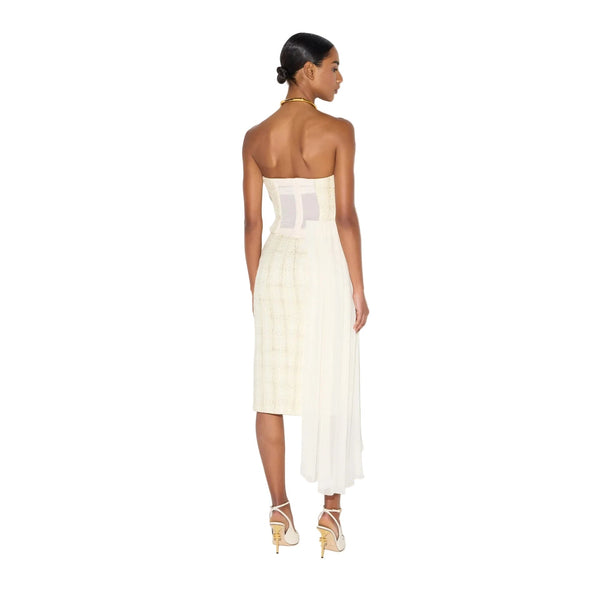 Elisabetta Franchi Tweed top met sjerp Ivoor - HEARTS Zandvoort