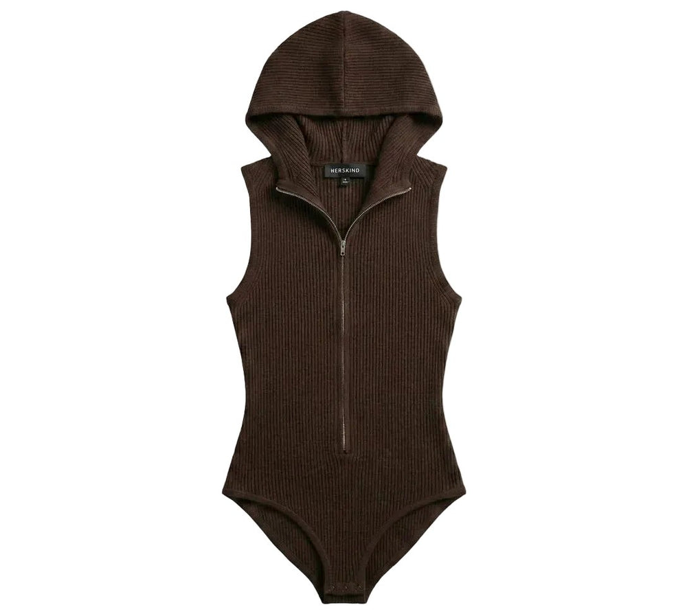 Herskind Clothilde Knit Hooded Body Coffee - HEARTS Zandvoort