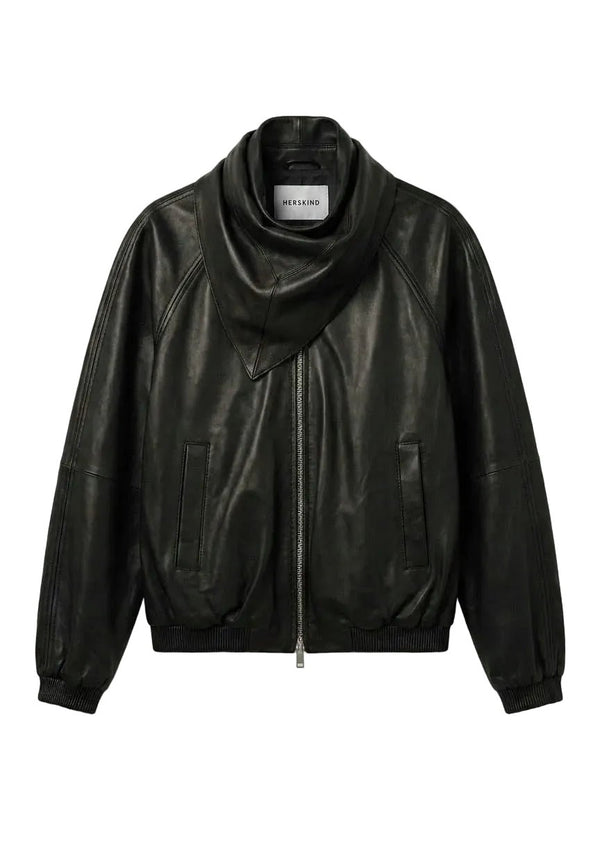 Herskind Yvette Leather Bomberjacket Black - HEARTS Zandvoort