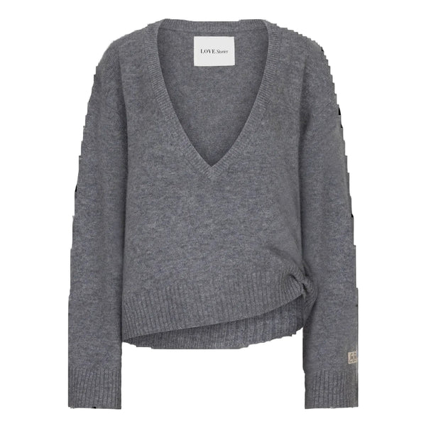 Love Stories Intimates Rachel V-neck Jumper Grey - HEARTS Zandvoort