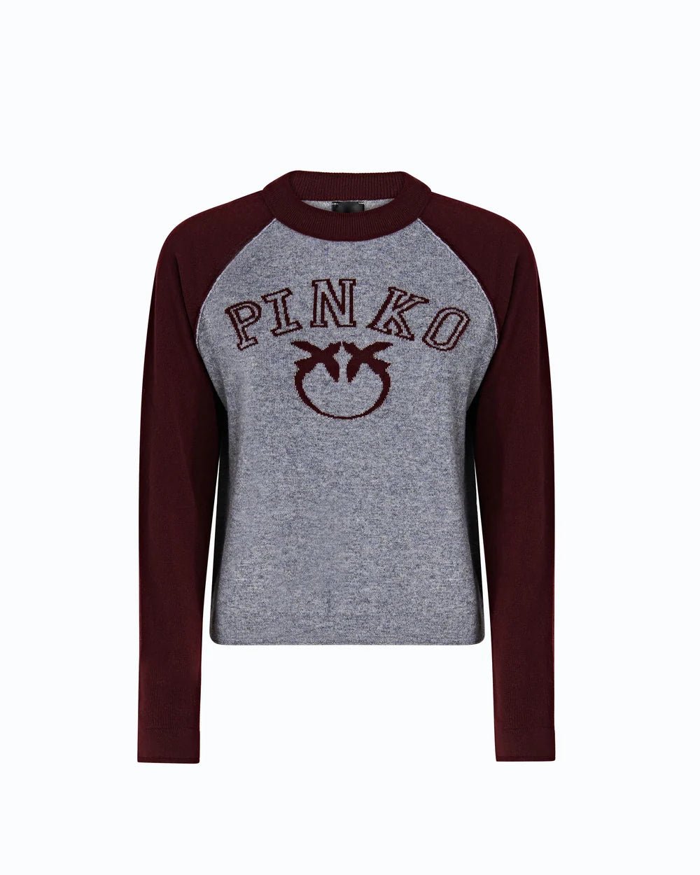 Pinko Amsterdam Sweater Grey Burgundy - HEARTS Zandvoort