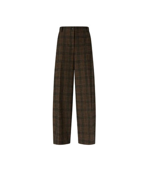 Pinko Barrel-Fit Trousers Micro Houndstooth Brown - HEARTS Zandvoort