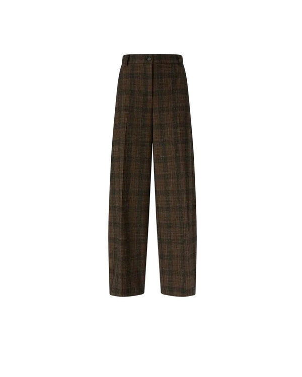 Pinko Barrel-Fit Trousers Micro Houndstooth Brown - HEARTS Zandvoort
